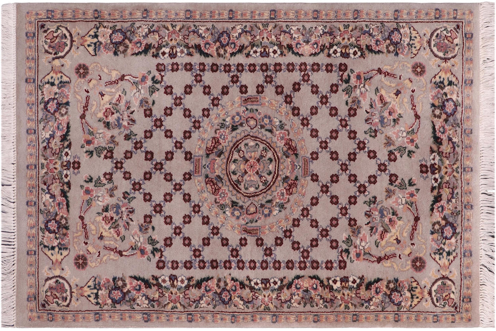 handmade Traditional  Gray Blue Hand Knotted RECTANGLE 100% WOOL area rug 3x4