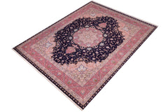 handmade Traditional Tabriz Blue Pink Hand Knotted RECTANGLE WOOL&SILK area rug 13x17
