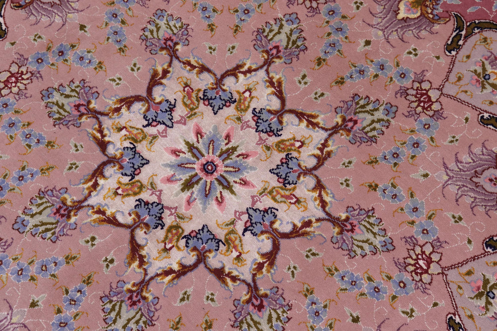 handmade Traditional Tabriz Blue Pink Hand Knotted RECTANGLE WOOL&SILK area rug 13x17
