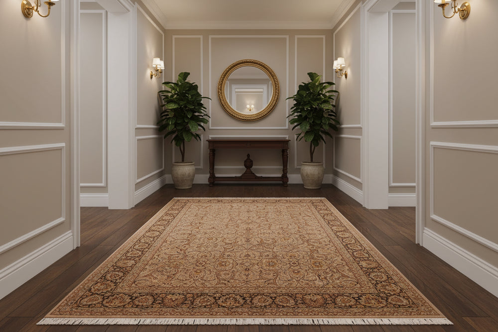 handmade Transitional Persian Taupe Brown Hand Knotted RECTANGLE 100% WOOL area rug 8x10