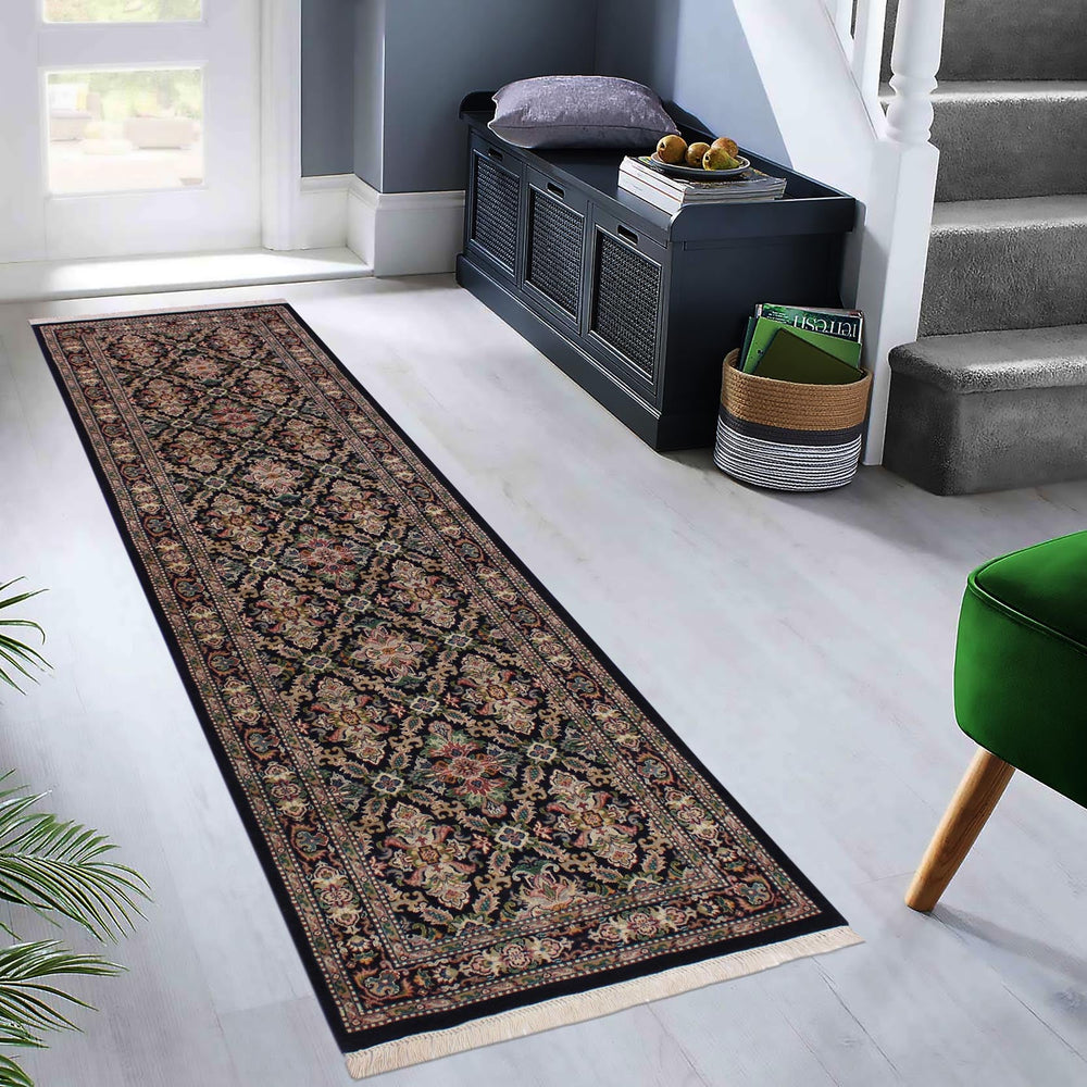 handmade Traditional Tabriz Black Pink Hand Knotted RUNNER 100% WOOL area rug 3' x 9'