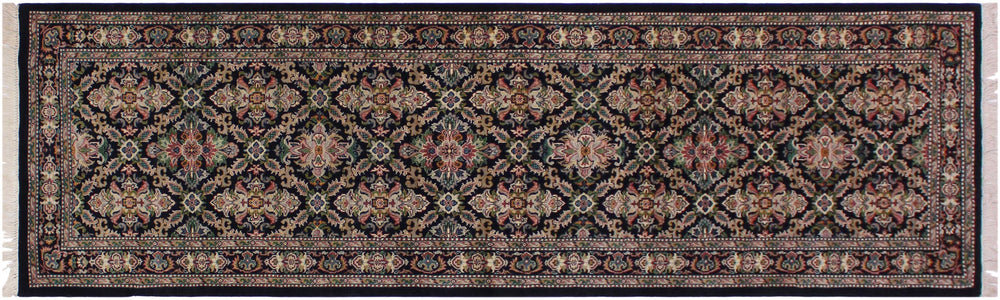 handmade Traditional Tabriz Black Pink Hand Knotted RUNNER 100% WOOL area rug 3' x 9'
