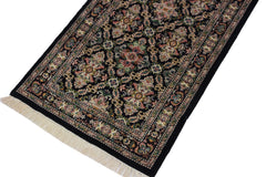 handmade Traditional Tabriz Black Pink Hand Knotted RUNNER 100% WOOL area rug 3' x 9'