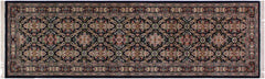 handmade Traditional Tabriz Black Pink Hand Knotted RUNNER 100% WOOL area rug 3' x 9'