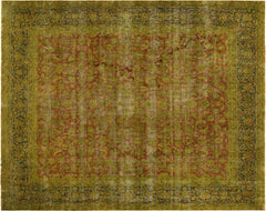 handmade Modern Vintage Rust Blue Hand Knotted RECTANGLE 100% WOOL area rug 10' x 13'