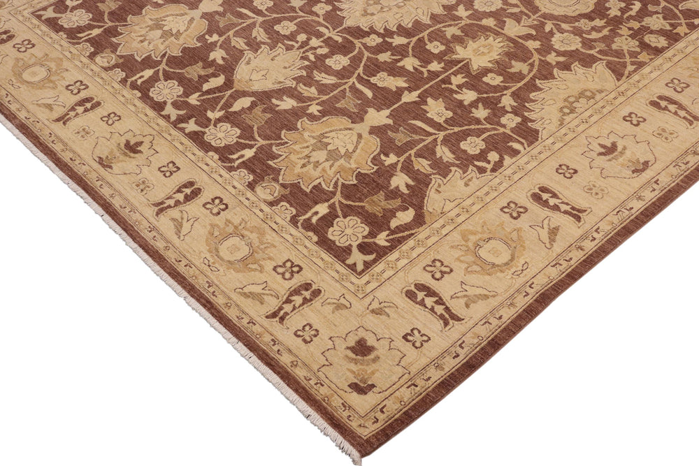 handmade Traditional Kafkaz Brown Tan Hand Knotted RECTANGLE 100% WOOL area rug 10x14