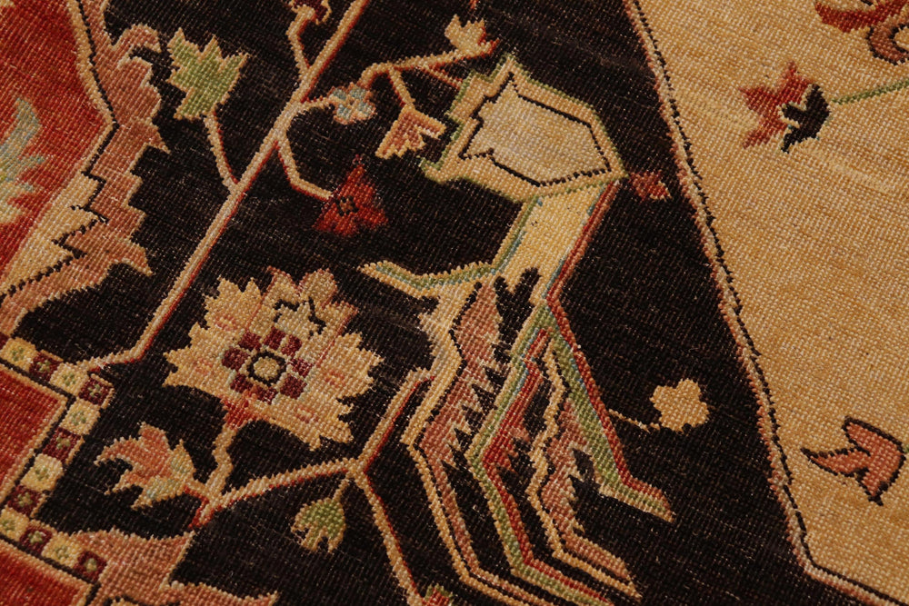 handmade Traditional Antique Brown Tan Hand Knotted RECTANGLE 100% WOOL area rug 9' x 12'