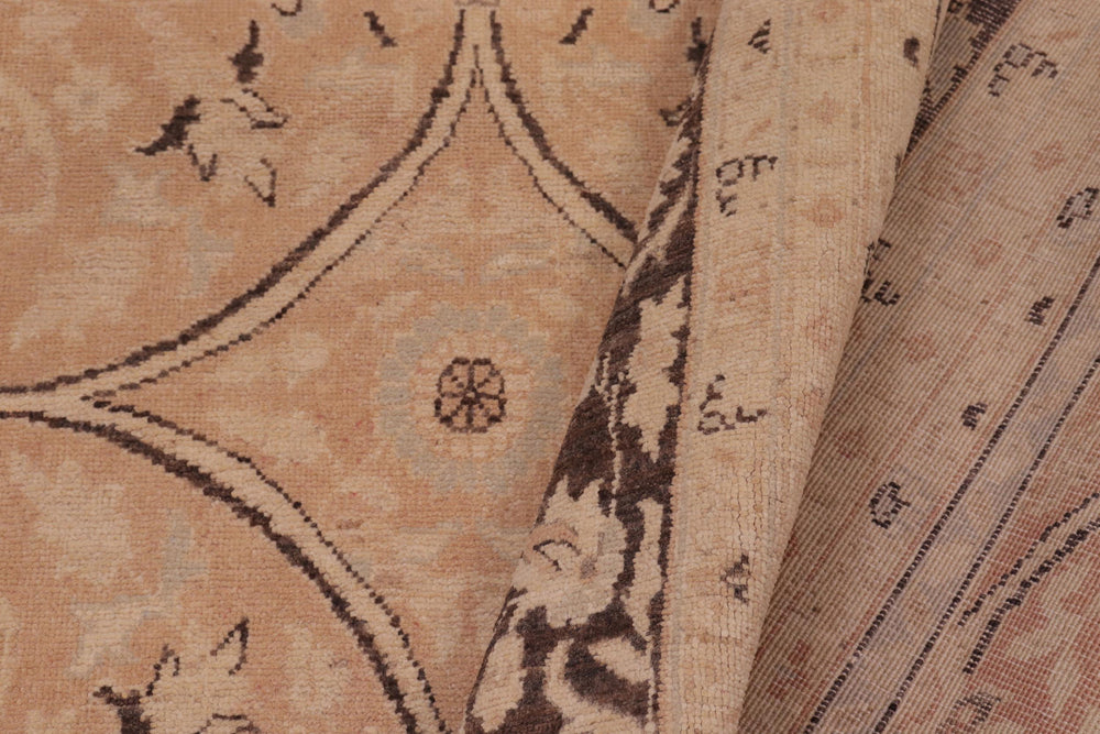 handmade Transitional Kafkaz Peach Lt. Brown Hand Knotted RECTANGLE 100% WOOL area rug 9x12