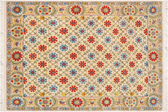 Southwestern Ziegler Elodia Beige/Blue Wool Rug - 9'6'' x 12'5''