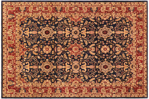 handmade Transitional Kafkaz Blue Rust Hand Knotted RECTANGLE 100% WOOL area rug 9' x 12'