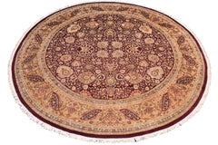 handmade Traditional Round Agra Tabriz Red Tan Hand Knotted ROUND 100% WOOL area rug 10' x 10'