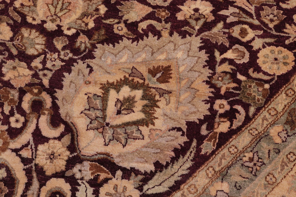 handmade Traditional Round Agra Tabriz Red Tan Hand Knotted ROUND 100% WOOL area rug 10' x 10'