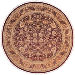 handmade Traditional Round Agra Tabriz Red Tan Hand Knotted ROUND 100% WOOL area rug 10' x 10'
