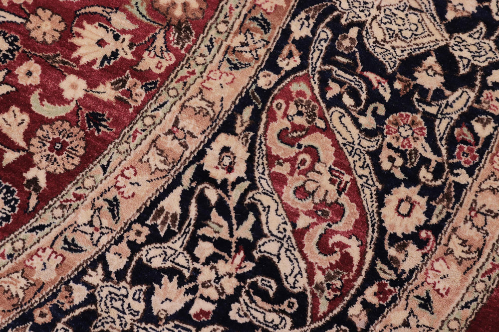 handmade Traditional Round Kashan Red Blue Hand Knotted ROUND 100% WOOL area rug 8' x 8'