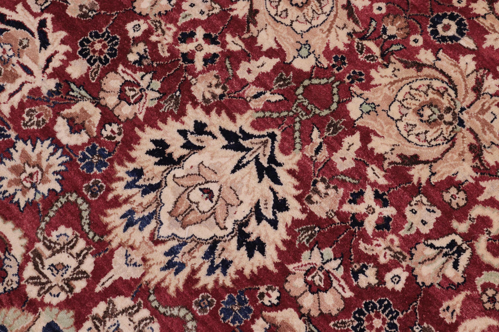 handmade Traditional Round Kashan Red Blue Hand Knotted ROUND 100% WOOL area rug 8' x 8'