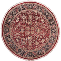 handmade Traditional Round Kashan Red Blue Hand Knotted ROUND 100% WOOL area rug 8' x 8'