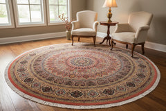 handmade Traditional Bakhtair Pink Beige Hand Knotted ROUND 100% WOOL area rug 10'x10'