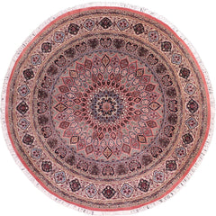 handmade Traditional Bakhtair Pink Beige Hand Knotted ROUND 100% WOOL area rug 10'x10'