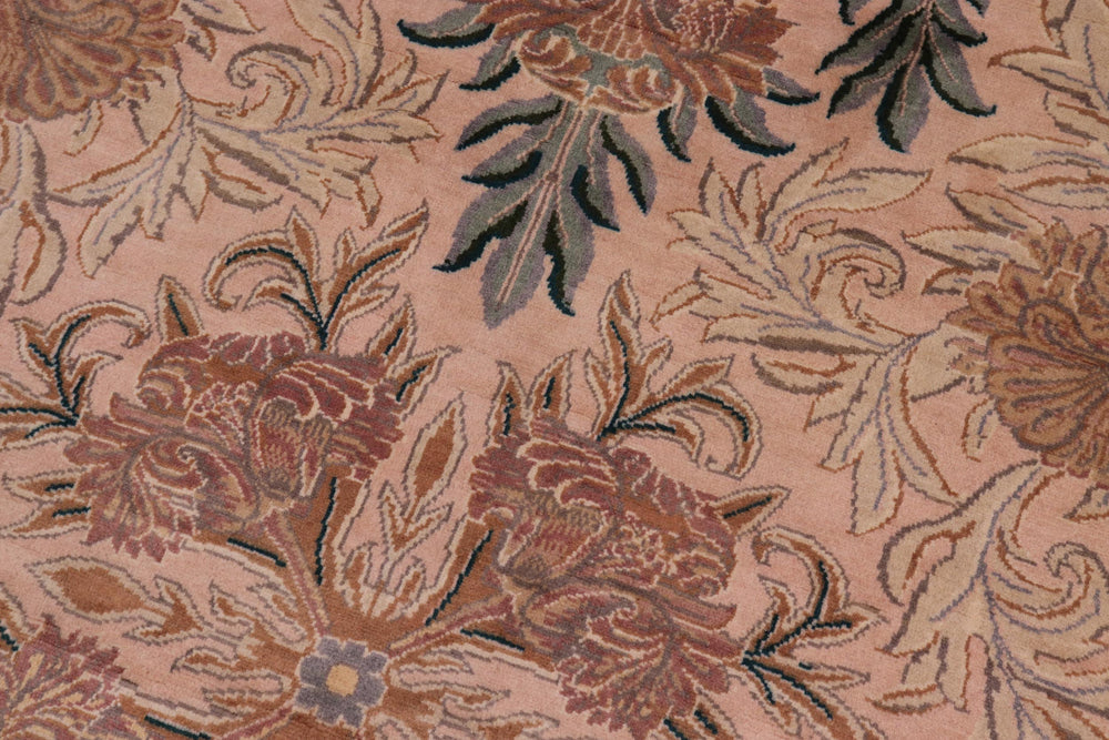 handmade Traditional Tulip Tan Green Hand Knotted ROUND 100% WOOL area rug 8'x8'