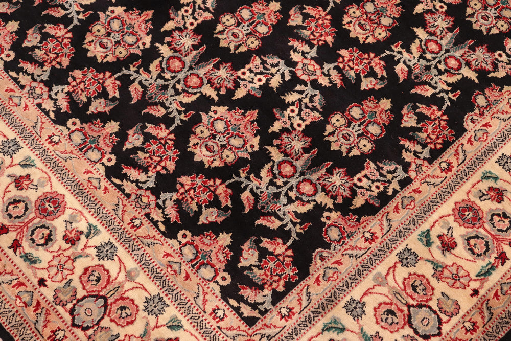handmade Transitional Abusson Black Ivory Hand Knotted RECTANGLE 100% WOOL area rug 6x9