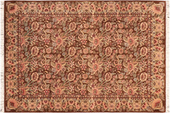 handmade Transitional William Brown Pink Hand Knotted RECTANGLE 100% WOOL area rug 6x9