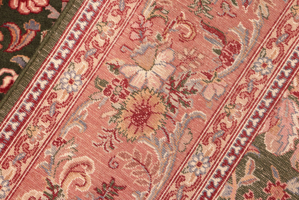 handmade Traditional Gulshan Green Pink Hand Knotted RECTANGLE 100% WOOL area rug 6x9