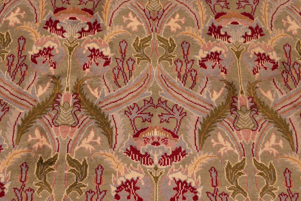 handmade Transitional Hamjolie Green Pink Hand Knotted RECTANGLE 100% WOOL area rug 6x10