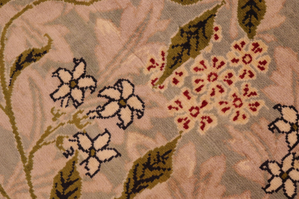handmade Transitional Chambali Green Beige Hand Knotted RECTANGLE 100% WOOL area rug 6x9