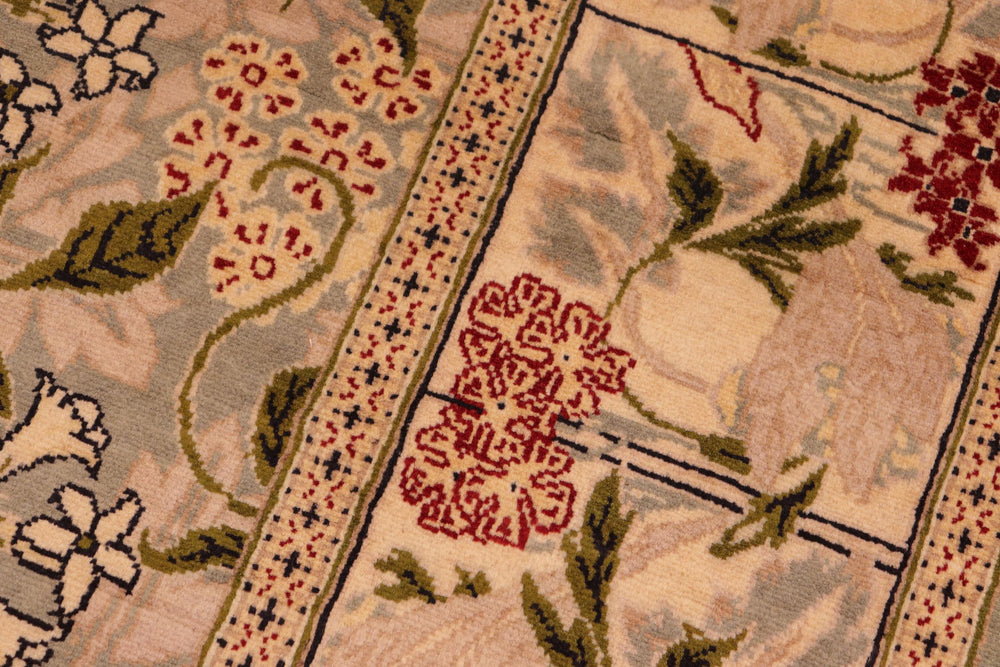 handmade Transitional Chambali Green Beige Hand Knotted RECTANGLE 100% WOOL area rug 6x9
