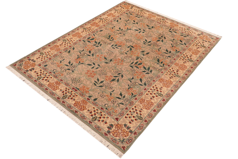 handmade Transitional Chambali Lt. Green Lt. Green Hand Knotted RECTANGLE 100% WOOL area rug 6x9