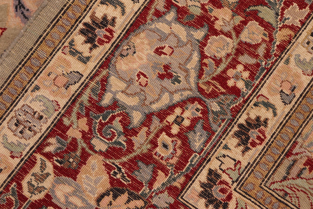 handmade Transitional Mujahid Green Red Hand Knotted RECTANGLE 100% WOOL area rug 6x9