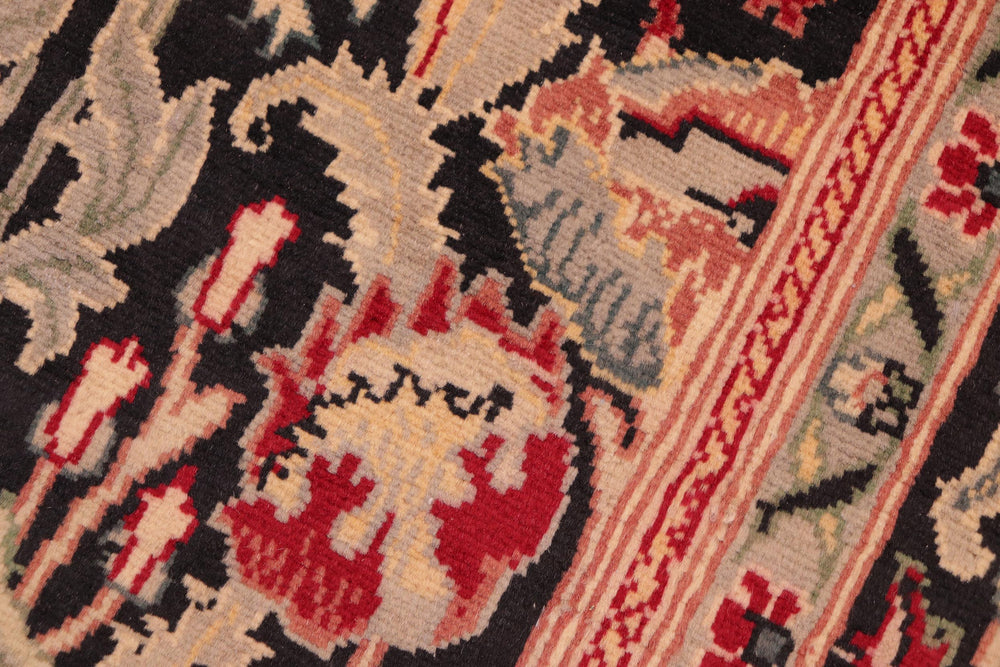 handmade Transitional Hamjolie Black Red Hand Knotted RECTANGLE 100% WOOL area rug 6x9