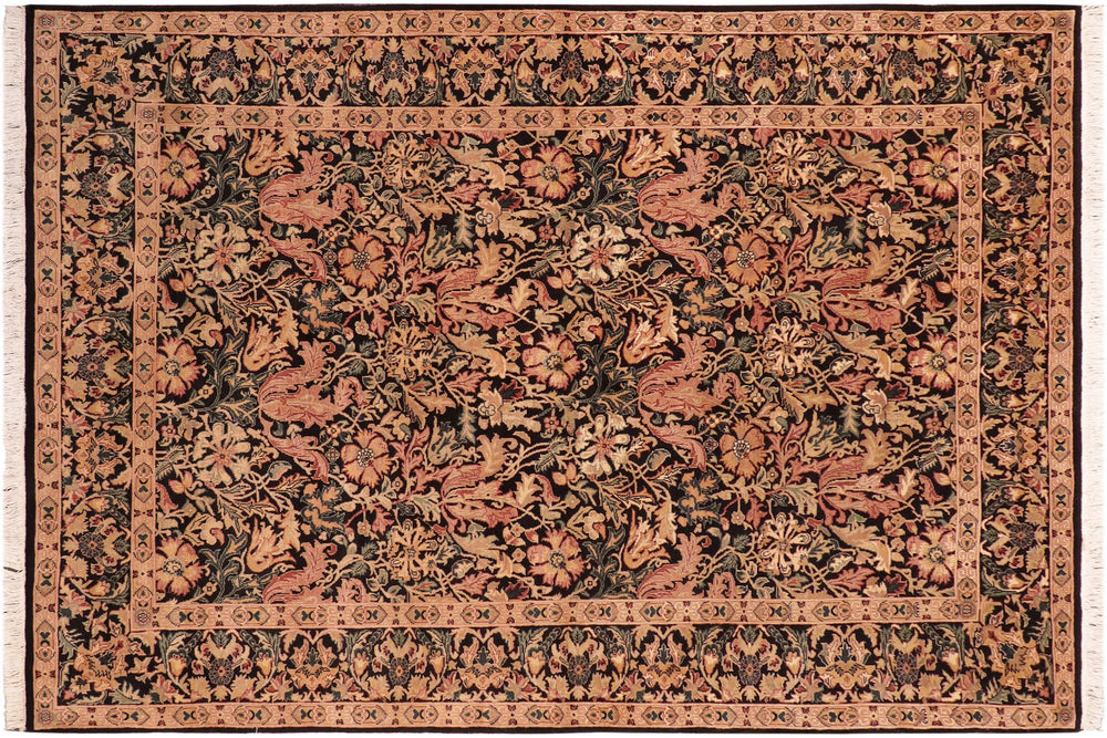 handmade Transitional Gulshan Black Red Hand Knotted RECTANGLE 100% WOOL area rug 6x9
