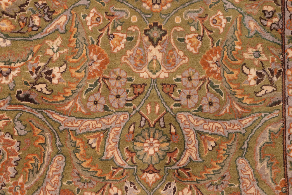handmade Traditional Design Green Beige Hand Knotted RECTANGLE 100% WOOL area rug 6x9