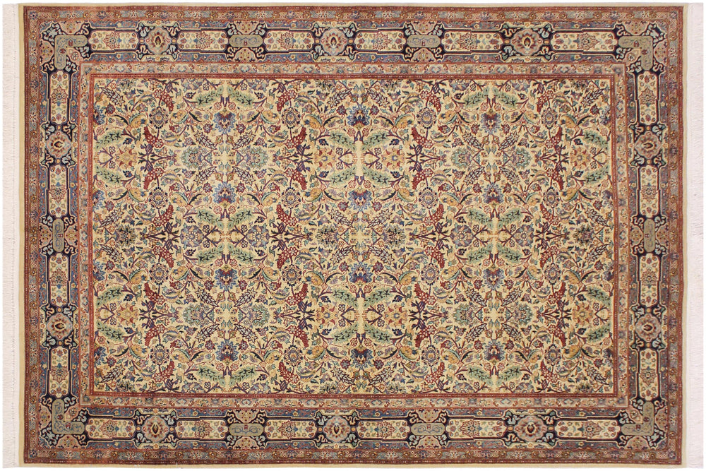 handmade Transitional Farooq Beige Blue Hand Knotted RECTANGLE 100% WOOL area rug 6x9