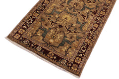 handmade Transitional Kafkaz Dark Tan Drk. Red Hand Knotted RUNNER 100% WOOL area rug 4' x 13'