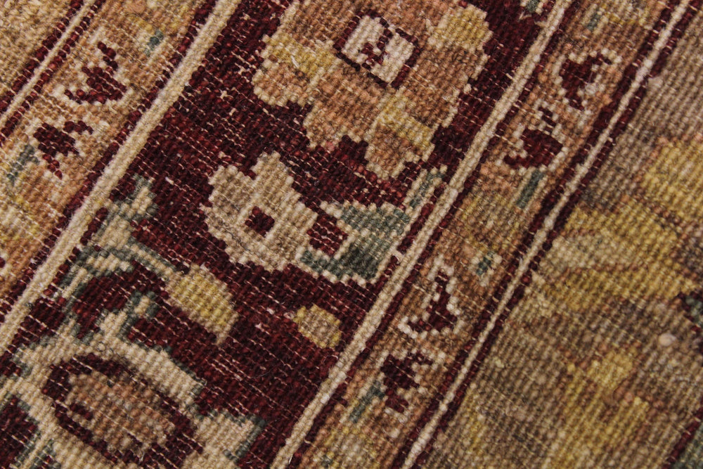 handmade Transitional Kafkaz Dark Tan Drk. Red Hand Knotted RUNNER 100% WOOL area rug 4' x 13'