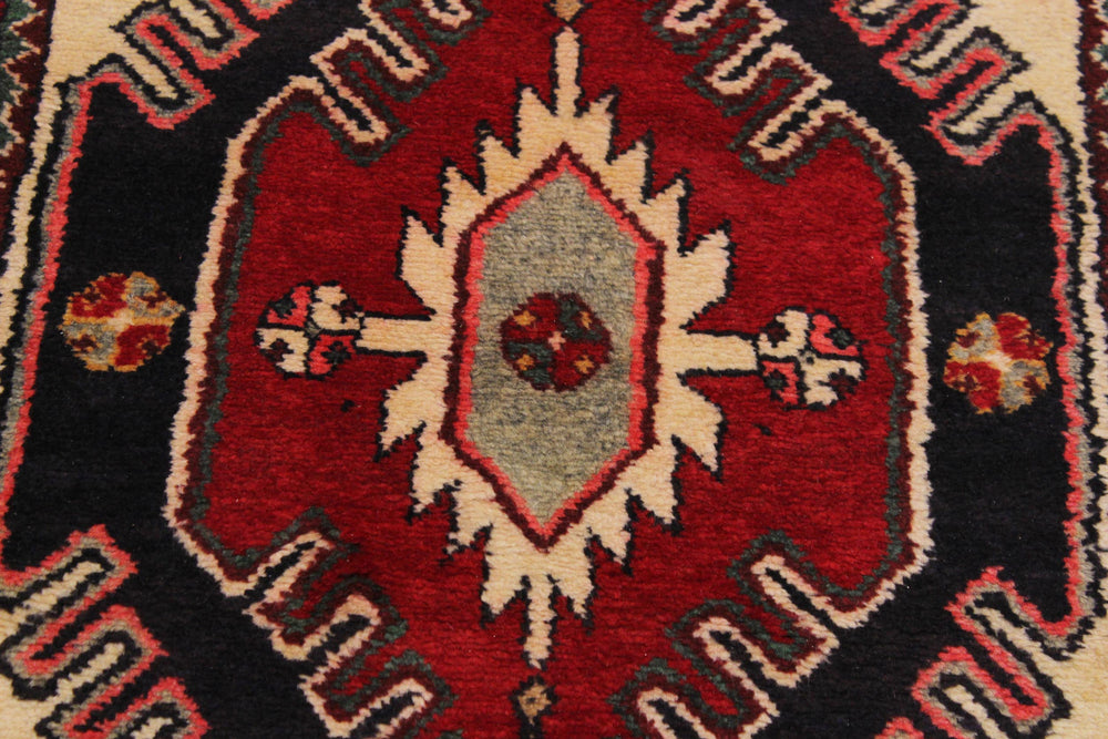 handmade Traditional Hamadan Red Blue Hand Knotted RUNNER 100% WOOL area rug 3 x 11