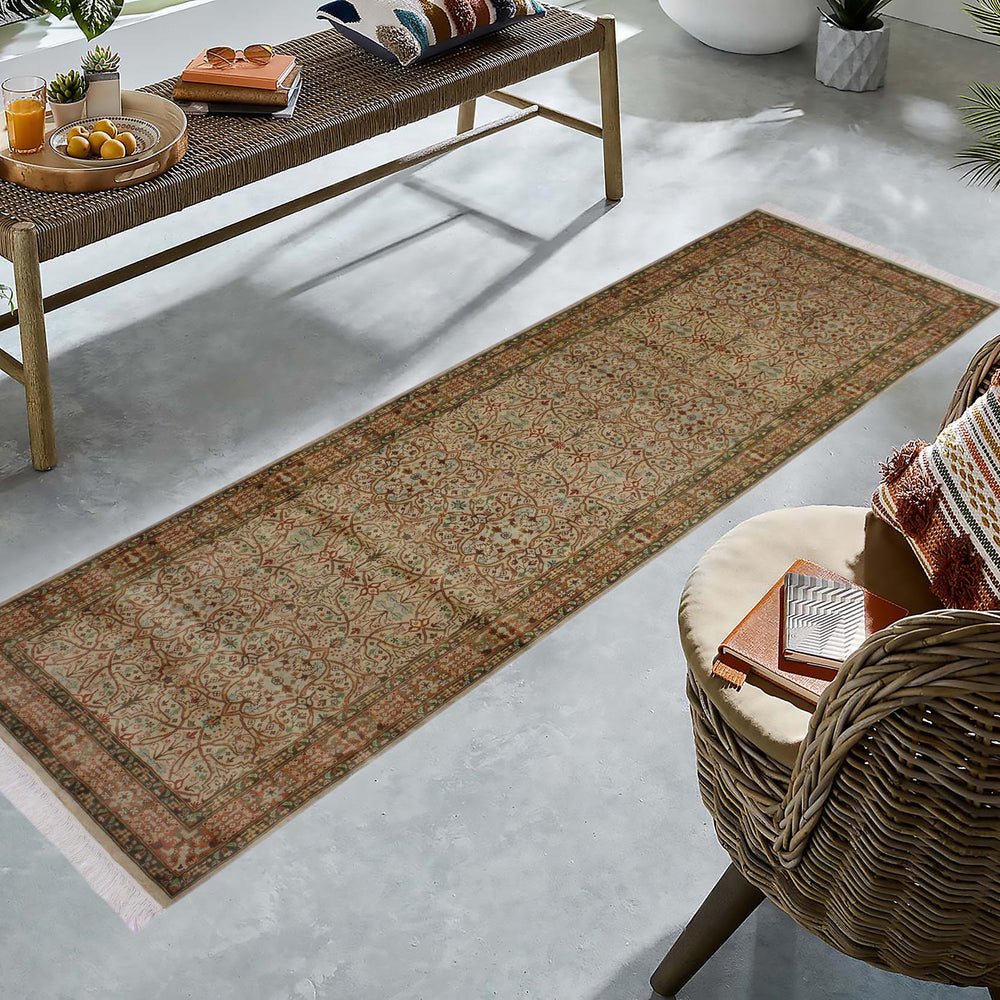 handmade Traditional Tabriz Taupe Gold Hand Knotted RUNNER 100% WOOL area rug 3' x 9'