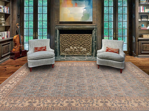 handmade Transitional Kafkaz Lt. Green Lt. Green Hand Knotted RECTANGLE 100% WOOL area rug 12' x 18'