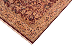 handmade Transitional Tabriz Aubergine Lt. Brown Hand Knotted RECTANGLE 100% WOOL area rug 8x10