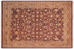 handmade Transitional Tabriz Aubergine Lt. Brown Hand Knotted RECTANGLE 100% WOOL area rug 8x10