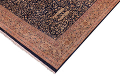 handmade Transitional Kashan Drk. Blue Dark Gold Hand Knotted RECTANGLE 100% WOOL area rug 8x10