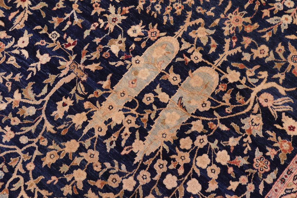 handmade Transitional Kashan Drk. Blue Dark Gold Hand Knotted RECTANGLE 100% WOOL area rug 8x10