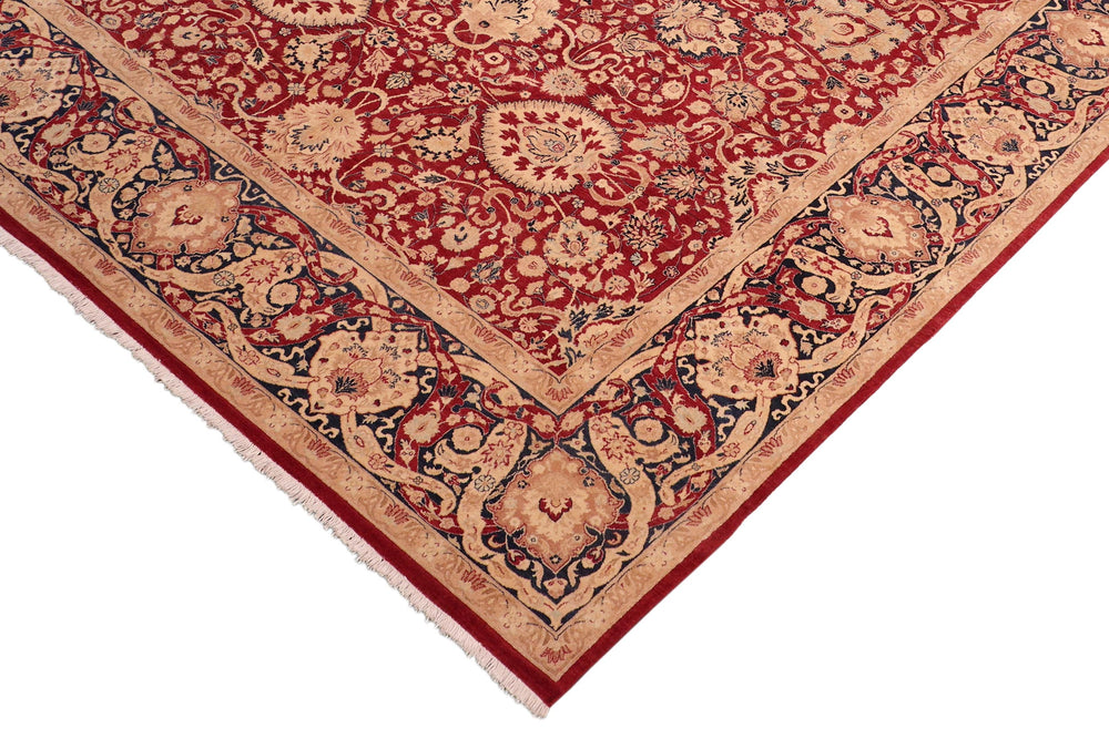 handmade Transitional Anmol Agra Red Blue Hand Knotted RECTANGLE 100% WOOL area rug 8x10