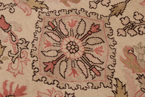 handmade Transitional Kafkaz Beige Pink Hand Knotted RECTANGLE 100% WOOL area rug 9' x 13'