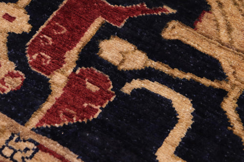 handmade Transitional Kafkaz Blue Red Hand Knotted RECTANGLE 100% WOOL area rug 9' x 12'