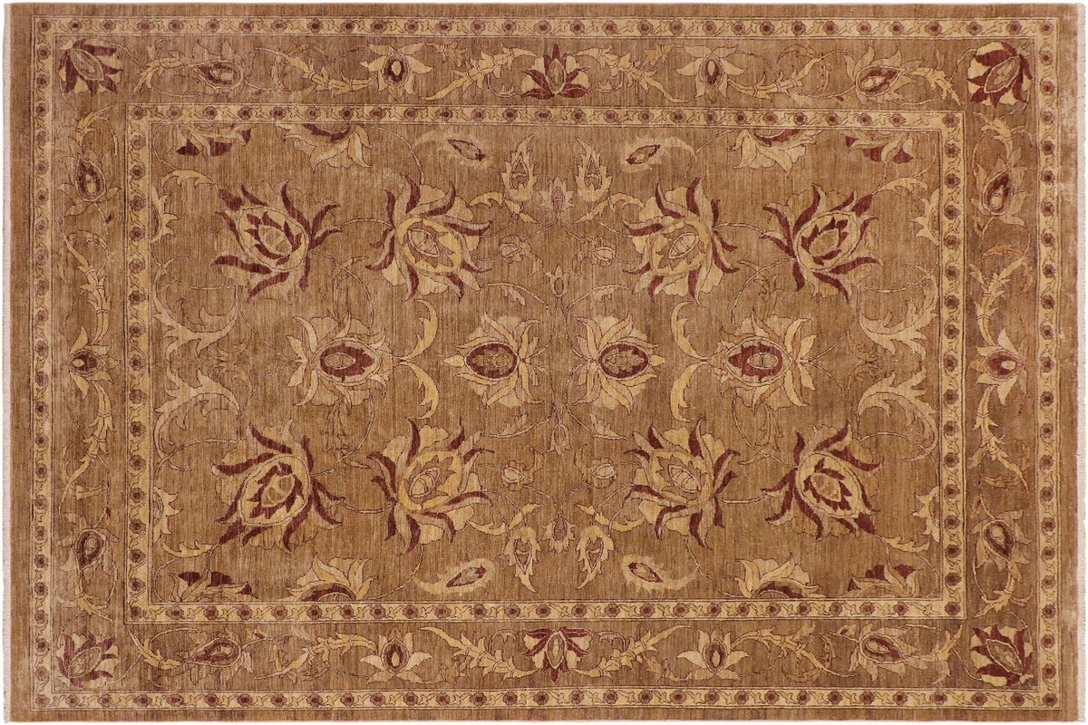 handmade Transitional Kafkaz Taupe Beige Hand Knotted RECTANGLE 100% WOOL area rug 9' x 12'