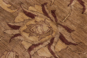 handmade Transitional Kafkaz Taupe Beige Hand Knotted RECTANGLE 100% WOOL area rug 9' x 12'