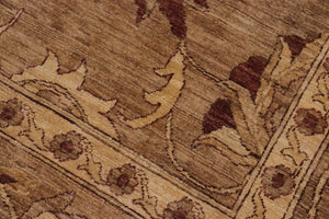 handmade Transitional Kafkaz Taupe Beige Hand Knotted RECTANGLE 100% WOOL area rug 9' x 12'